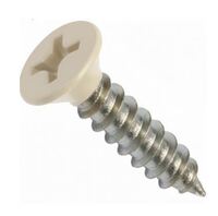 6A X 1 1/4 PH FLAT SMS ZINC PT.AMERIMAX CREAM WH